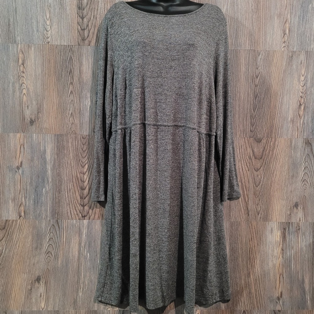 J Jill Wearever Knee-Length Dress Plus Size 2X Gray Boat Neck Minimalist Neutral